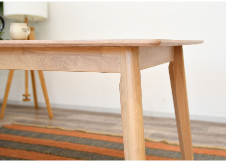 ダイニングテーブル 幅150cm 奥行80cm 高さ70cm 木製 北欧風 ナチュラル アジャスター付き テーブル 食卓 ダイニング リビング 天然木 オーク(代引不可)