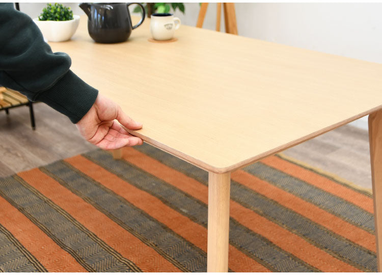 ダイニングテーブル 幅150cm 奥行80cm 高さ70cm 木製 北欧風 ナチュラル アジャスター付き テーブル 食卓 ダイニング リビング 天然木 オーク(代引不可)
