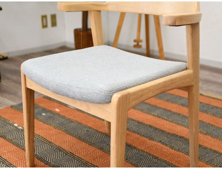 ダイニングチェア 2脚セット 肘掛け付き 背もたれ付き 座面高44cm 北欧風 ナチュラル ファブリック座面 食卓椅子 ダイニング チェア イス 椅子 ファブリック(代引不可)