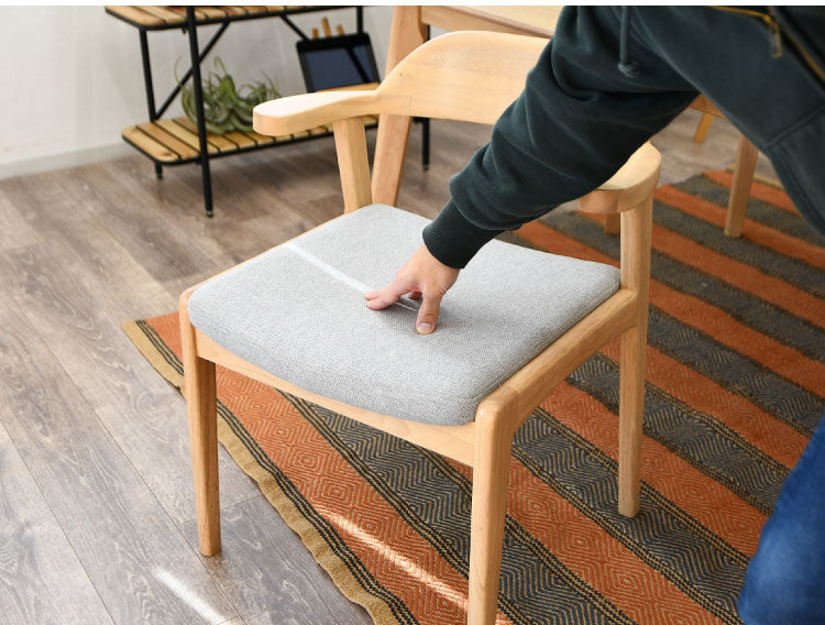 ダイニングチェア 2脚セット 肘掛け付き 背もたれ付き 座面高44cm 北欧風 ナチュラル ファブリック座面 食卓椅子 ダイニング チェア イス 椅子 ファブリック(代引不可)