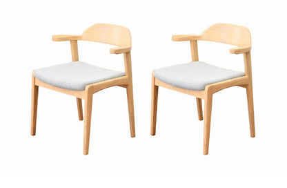 ダイニングチェア 2脚セット 肘掛け付き 背もたれ付き 座面高44cm 北欧風 ナチュラル ファブリック座面 食卓椅子 ダイニング チェア イス 椅子 ファブリック(代引不可)