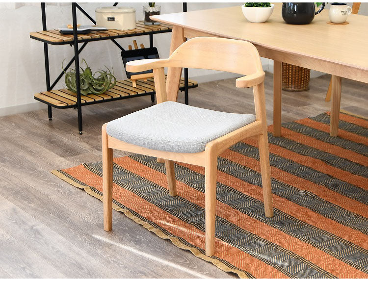 ダイニングチェア 2脚セット 肘掛け付き 背もたれ付き 座面高44cm 北欧風 ナチュラル ファブリック座面 食卓椅子 ダイニング チェア イス 椅子 ファブリック(代引不可)