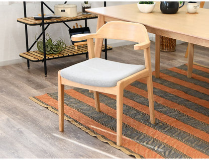 ダイニングチェア 2脚セット 肘掛け付き 背もたれ付き 座面高44cm 北欧風 ナチュラル ファブリック座面 食卓椅子 ダイニング チェア イス 椅子 ファブリック(代引不可)