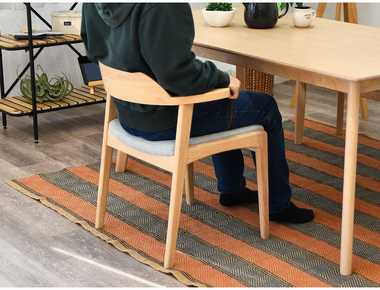 ダイニングチェア 2脚セット 肘掛け付き 背もたれ付き 座面高44cm 北欧風 ナチュラル ファブリック座面 食卓椅子 ダイニング チェア イス 椅子 ファブリック(代引不可)