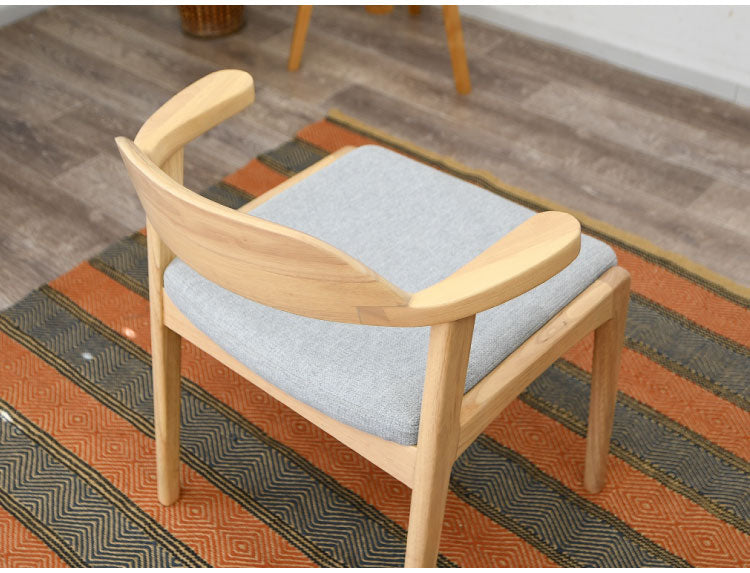 ダイニングチェア 2脚セット 肘掛け付き 背もたれ付き 座面高44cm 北欧風 ナチュラル ファブリック座面 食卓椅子 ダイニング チェア イス 椅子 ファブリック(代引不可)