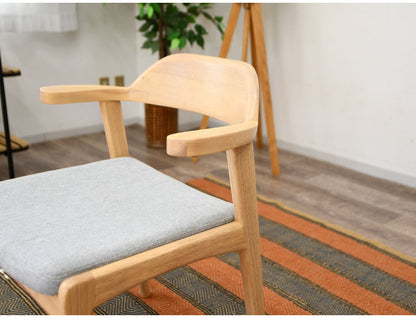 ダイニングチェア 2脚セット 肘掛け付き 背もたれ付き 座面高44cm 北欧風 ナチュラル ファブリック座面 食卓椅子 ダイニング チェア イス 椅子 ファブリック(代引不可)