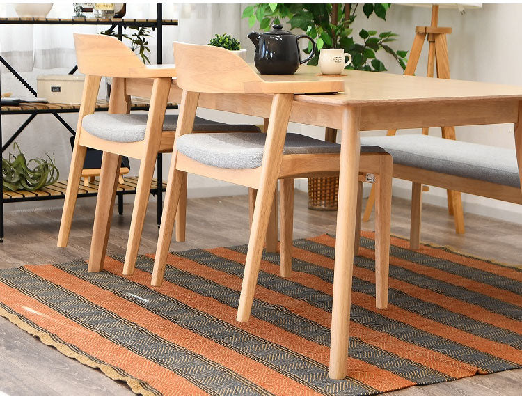 ダイニングチェア 2脚セット 肘掛け付き 背もたれ付き 座面高44cm 北欧風 ナチュラル ファブリック座面 食卓椅子 ダイニング チェア イス 椅子 ファブリック(代引不可)