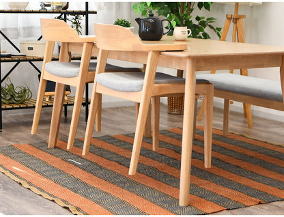 ダイニングチェア 2脚セット 肘掛け付き 背もたれ付き 座面高44cm 北欧風 ナチュラル ファブリック座面 食卓椅子 ダイニング チェア イス 椅子 ファブリック(代引不可)