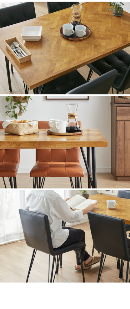 ダイニングセット 5点 4人用 幅120 ラバーウッド 無垢材 ヘリンボーン調 テーブル ブラック ブラウン 西海岸 木製 コンパクト 長方形 おしゃれ 天然目 モダン ナチュラル おしゃれ(代引不可)