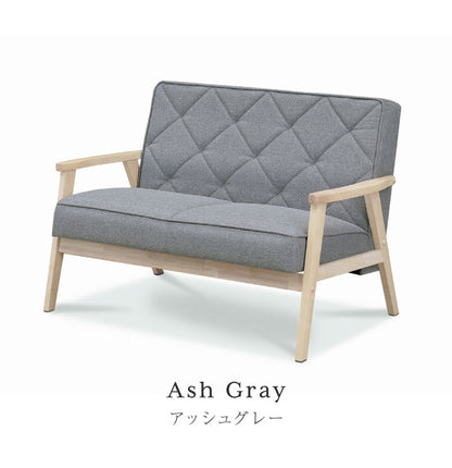 ソファ 2人掛け 幅113.5cm 肘掛け付き 脚付き リビングソファ 木脚 木肘 フロアソファ ローソファ リビング ダイニング ファブリック 天然木 二人掛け 2P 肘掛け(代引不可)