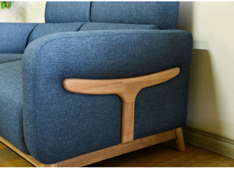 ソファ 2人掛け 肘掛け付き 脚付き 幅137.5cm ローソファ 木脚 リビング ダイニング フロアソファ リビングソファ ファブリック 天然木 二人掛け 2P 肘掛け(代引不可)