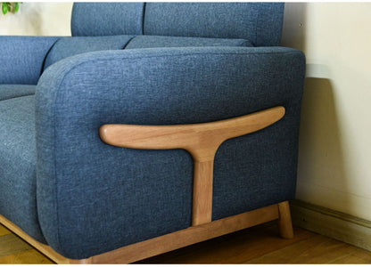 ソファ 2人掛け 肘掛け付き 脚付き 幅137.5cm ローソファ 木脚 リビング ダイニング フロアソファ リビングソファ ファブリック 天然木 二人掛け 2P 肘掛け(代引不可)