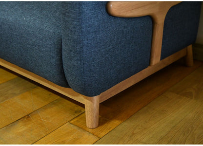 ソファ 2人掛け 肘掛け付き 脚付き 幅137.5cm ローソファ 木脚 リビング ダイニング フロアソファ リビングソファ ファブリック 天然木 二人掛け 2P 肘掛け(代引不可)