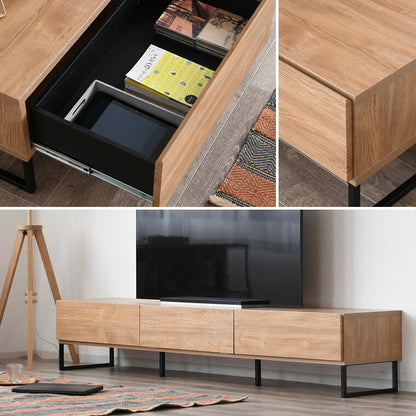 テレビ台 幅210 脚付き 完成品 国産 おしゃれ シンプル オーク 収納 リビング 大容量 ローボード TV台 TVラック ナチュラル(代引不可)