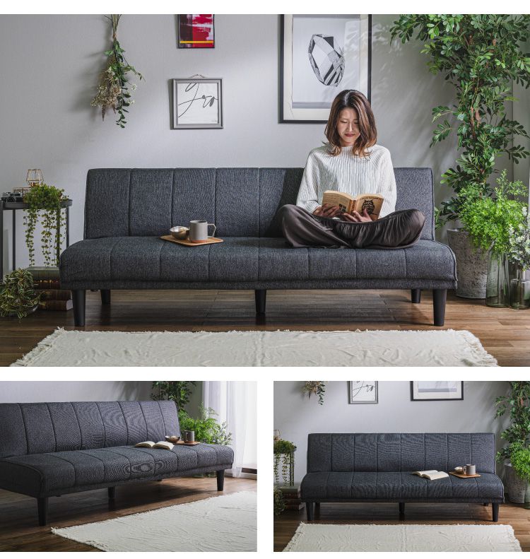 ソファベッド ソファーベッド 3人掛け 幅180 完成品 3P ファブリック ソファ sofa リクライニング ブラック ベージュ ブルー フロアソファ(代引不可)