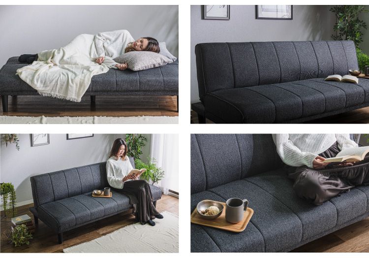 ソファベッド ソファーベッド 3人掛け 幅180 完成品 3P ファブリック ソファ sofa リクライニング ブラック ベージュ ブルー フロアソファ(代引不可)