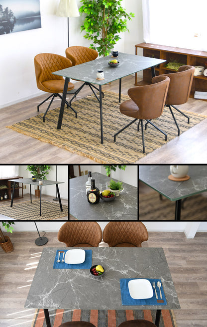 ダイニングテーブル ガラステーブル 幅140cm 単品 石目調 2人用 おしゃれ 強化ガラス ダイニング スチール モダン 食卓テーブル(代引不可)