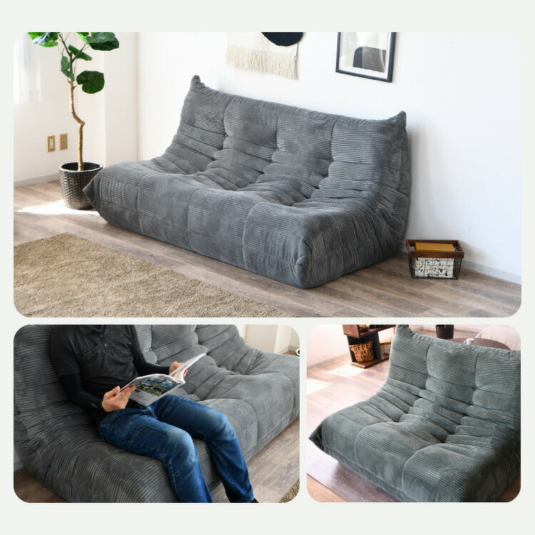 ソファ コーデュロイ 2人掛け 幅120 ローソファ 圧縮ソファ フロアソファ ソファー おしゃれ 三人掛け 3P リビング ロータイプ コンパクト ファブリック シンプル 圧縮梱包 sofa(代引不可)