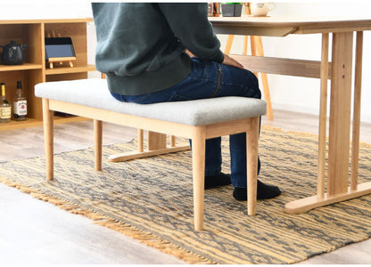 ベンチ 2人掛け 幅105cm 座面高44cm ファブリック座面 食卓椅子 北欧風 ナチュラル 椅子 ダイニングチェア ダイニングチェア ダイニングベンチ チェア イス 天然木 ファブリック(代引不可)