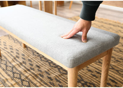 ベンチ 2人掛け 幅105cm 座面高44cm ファブリック座面 食卓椅子 北欧風 ナチュラル 椅子 ダイニングチェア ダイニングチェア ダイニングベンチ チェア イス 天然木 ファブリック(代引不可)