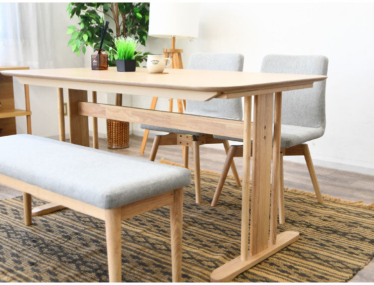 ダイニングテーブル 幅135cm 奥行80cm 高さ70cm 木製 天然木 北欧風 ナチュラル アジャスター付き リビング ダイニング テーブル 食卓 オーク(代引不可)