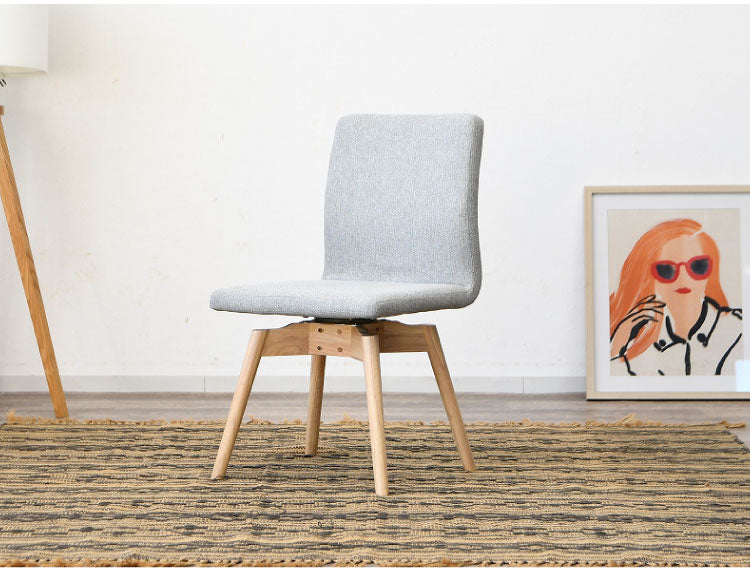 ダイニングチェア 回転チェア 背もたれ付き 座面高約41cm 北欧風 ナチュラル ファブリック座面 食卓椅子 360°回転 座面回転 ダイニング チェア イス 椅子 ファブリック(代引不可)