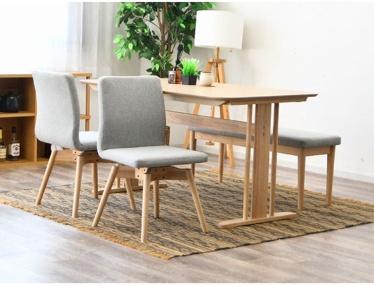 ダイニングチェア 回転チェア 背もたれ付き 座面高約41cm 北欧風 ナチュラル ファブリック座面 食卓椅子 360°回転 座面回転 ダイニング チェア イス 椅子 ファブリック(代引不可)