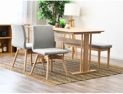 ダイニングチェア 回転チェア 背もたれ付き 座面高約41cm 北欧風 ナチュラル ファブリック座面 食卓椅子 360°回転 座面回転 ダイニング チェア イス 椅子 ファブリック(代引不可)