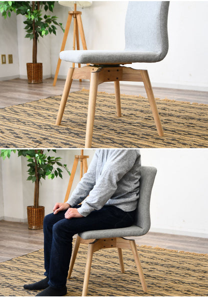 ダイニングチェア 回転チェア 背もたれ付き 座面高約41cm 北欧風 ナチュラル ファブリック座面 食卓椅子 360°回転 座面回転 ダイニング チェア イス 椅子 ファブリック(代引不可)