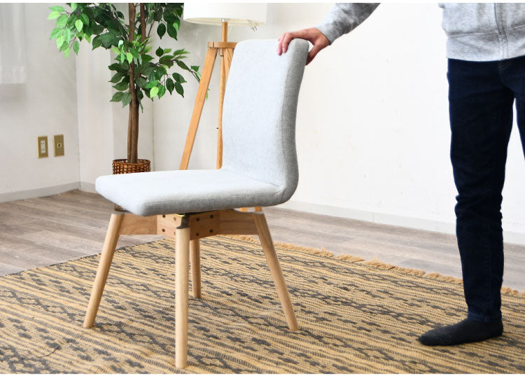 ダイニングチェア 回転チェア 背もたれ付き 座面高約41cm 北欧風 ナチュラル ファブリック座面 食卓椅子 360°回転 座面回転 ダイニング チェア イス 椅子 ファブリック(代引不可)