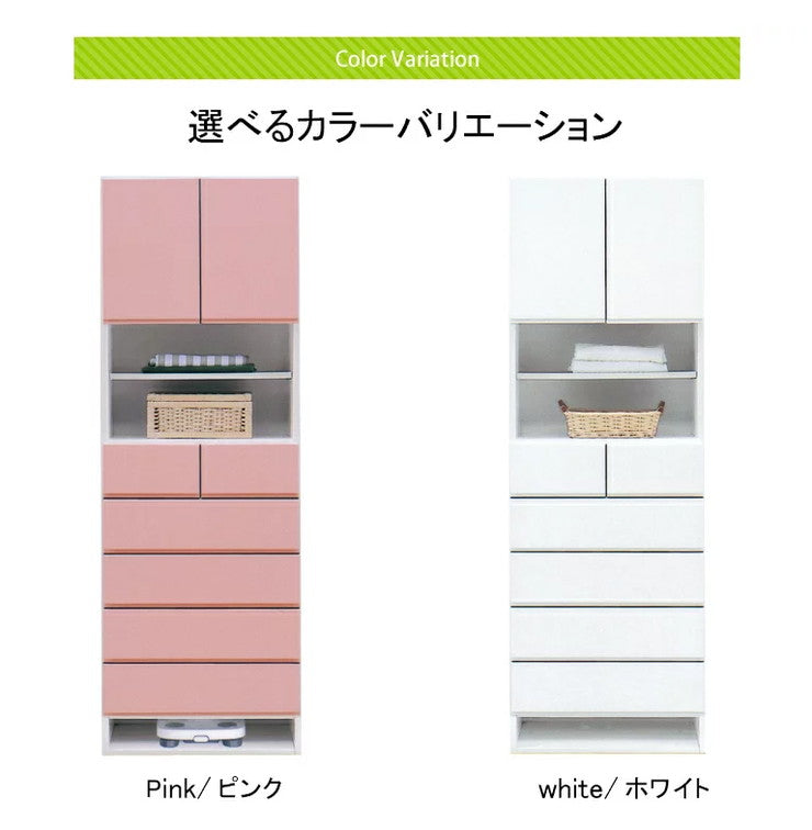 ランドリーチェスト ハイタイプ 幅60cm 高さ180cm 奥行40cm 【国産 完成品】 ランドリー収納 サニタリーラック(代引不可)