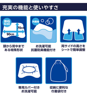 西川 『ギガ枕』 DR-10000 まくら 低反発 昭和西川 90×70 専用カバー ビッグサイズ 袋付き 高さ調整 抗菌防臭 洗える ウレタン ピロー 快眠 安眠 マツコデラックス ワイドサイズ 大きい 寝返り 横向き マットレス 調節 ギフト プレゼント 贈り物 バレンタイン