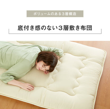 3層敷布団 シングル 昭和西川 100×210cm シングルロング 抗菌防臭 高密度固綿 高クッション性 低ホルマリン 3層構造 3層式コンフォーターキルト シンプル 高品質 敷き布団 ふとん マット 西川 にしかわ