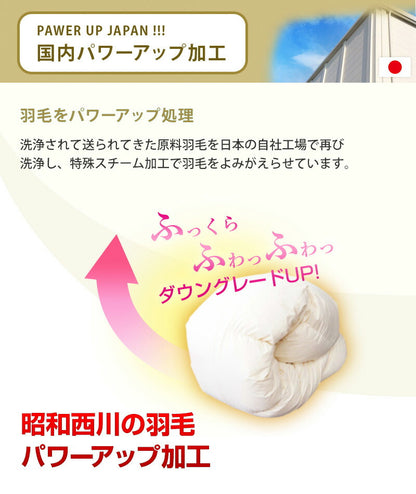 日本製 西川 羽毛布団 ダウン85% シングル 1.1kg 防ダニ 高密度生地 立体キルト 二重縫製 国産 昭和西川 あったか 秋 冬 軽い