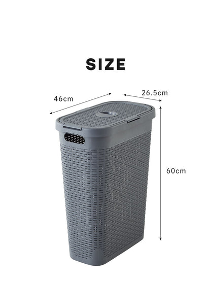 ランドリーバスケット 45L スリム 大容量 (幅41.5×奥行33×高さ59cm) スタッキング収納可能 ラタン調 インテリア雑貨 収納 おしゃれ 洗濯 ハルサスタジオ seiei(代引不可)