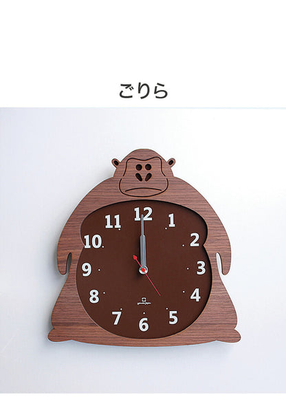 【5%OFF】掛け時計 日本製 木製 Clock Zoo クロックズー おしゃれ かわいい 秒針あり 時計 掛け時計 壁掛け スタンド 木目 アニマル ゴリラ ヒツジ クマ 北欧 インテリア リビング