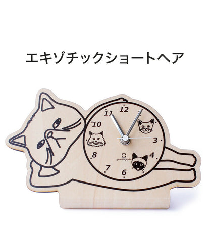 【5%OFF】置き時計 木製 日本製 ねこ おしゃれ かわいい stand clock -CATS- スタンド型キャッツクロック 時計 アナログ 小型 猫