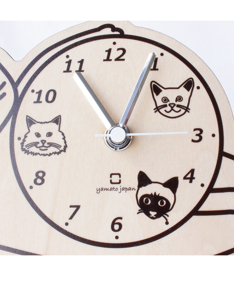 【5%OFF】置き時計 木製 日本製 ねこ おしゃれ かわいい stand clock -CATS- スタンド型キャッツクロック 時計 アナログ 小型 猫