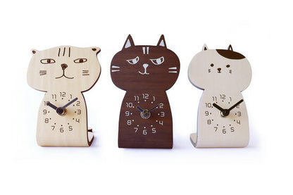時計 置き時計 卓上時計 ねこ chara CAT キャラキャッツ 木製 日本製 北欧 アナログ時計 卓上 小さい アナログ 猫 ネコ キャット 国産 ヤマトジャパン yamatojapan