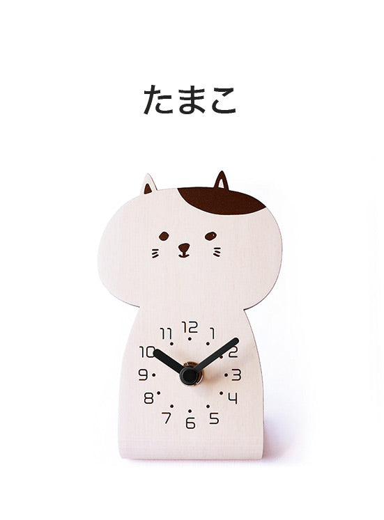 時計 置き時計 卓上時計 ねこ chara CAT キャラキャッツ 木製 日本製