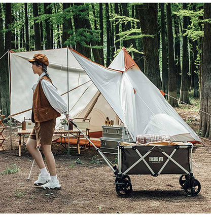 TANXIANZHE タンジャンゼ アウトドアワゴン 軽量 220L 大容量 キャンプワゴンブラック 収束型 4輪キャリー 折りたたみ キャリーカート キャリーワゴン ワンタッチ(代引不可)