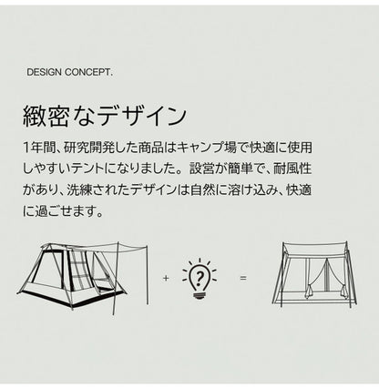 【2年保証】ロッジテント おしゃれ キャンプテント キャンプ ファミリー アウトドア テント 通気性 紫外線防止 コンパクト 収納 3人 4人 防風 防水 uv加工 2022 BBQ(代引不可)