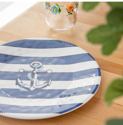 ノーティカルアンカー 9点セット メラミン食器 割れにくい おしゃれ 食洗機対応 ボウル お皿 可愛い 電子レンジ不可 食洗機対応 食器セット プレート(代引不可)