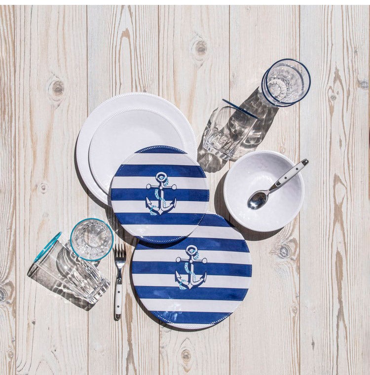 ノーティカルアンカー 9点セット メラミン食器 割れにくい おしゃれ 食洗機対応 ボウル お皿 可愛い 電子レンジ不可 食洗機対応 食器セット プレート(代引不可)