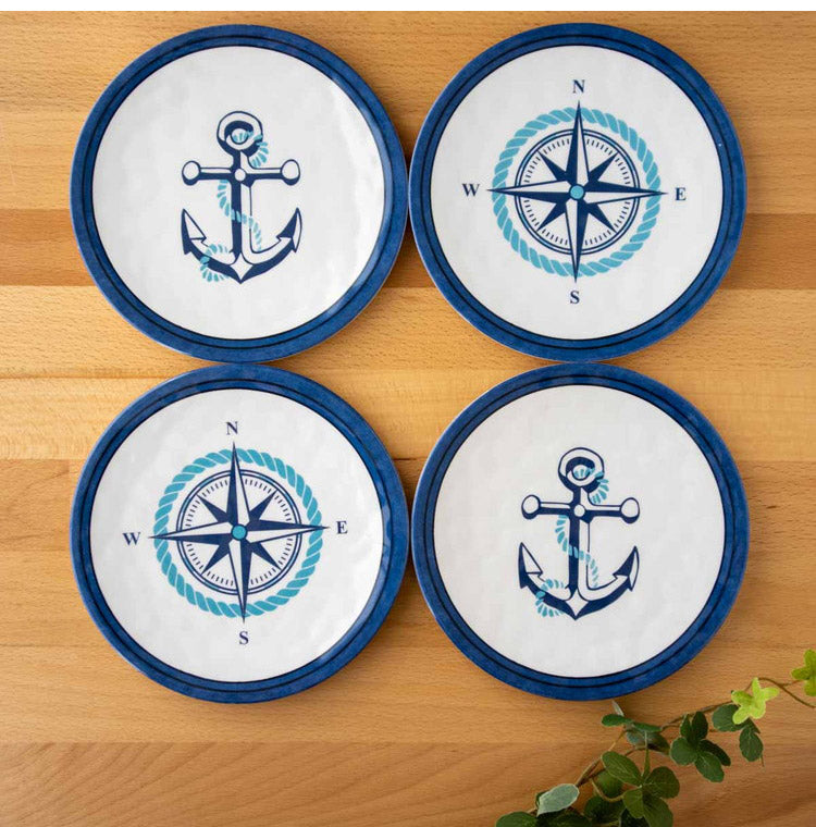 ノーティカルアンカー 10点セット メラミン食器 割れにくい おしゃれ 食洗機対応 ボウル お皿 可愛い 電子レンジ不可 食洗機対応 食器セット プレート(代引不可)