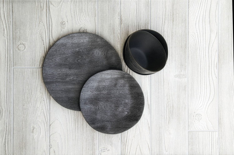 planta 木目調 ローボウル 19cm ブラック ターホン TarHong メラミン食器 19cm 割れにくい おしゃれ 食洗機対応 ボウル お皿 深皿 エコ 可愛い 電子レンジ不可 食洗機対応(代引不可)