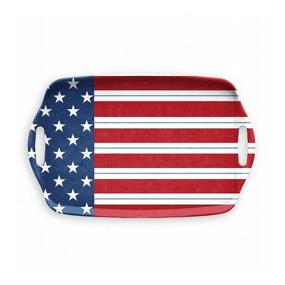 スター&ストライプ ハンドル付トレイ 48cm ターホン TarHong トレー 48cm プレート 持ち手付きトレイ お盆 メラミン食器 割れにくい おしゃれ 食洗機対応 パーティー 大皿 可愛い(代引不可)