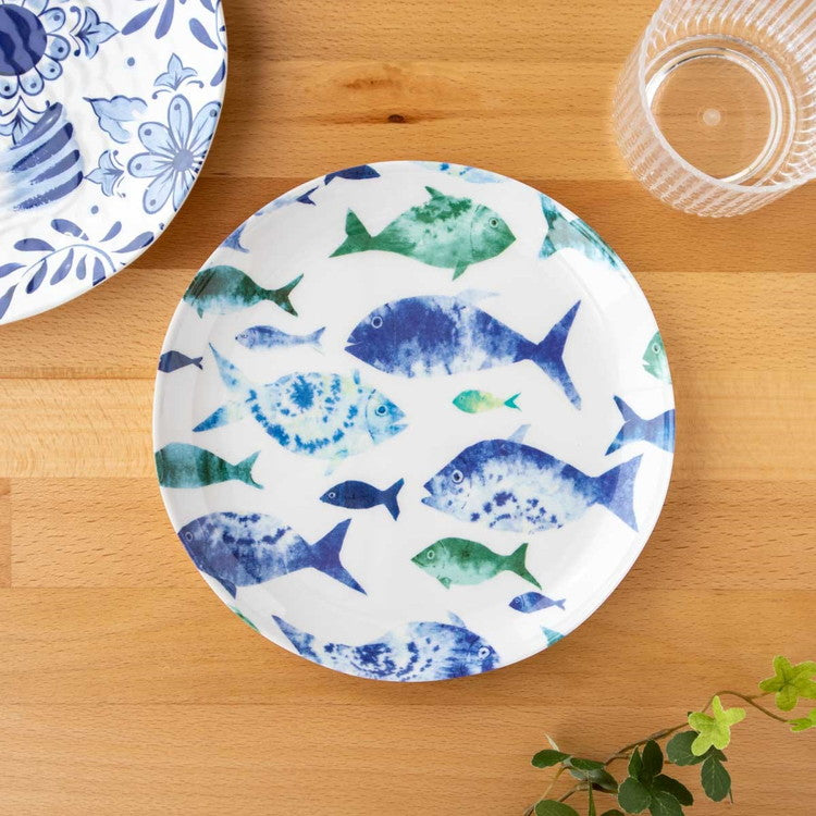 コースタルスカロップ フィッシュ柄 サラダプレート 22cm ターホン TarHong メラミン食器 22cm 割れにくい おしゃれ 食洗機対応 プレート お皿 ワンプレート 可愛い 電子レンジ不可 食洗機対応(代引不可)