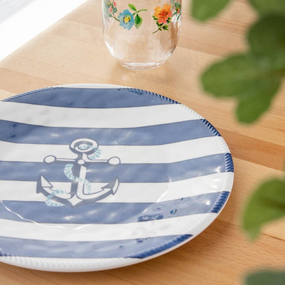 ノーティカルアンカー サラダプレート 22cm ターホン TarHong メラミン食器 22cm 割れにくい おしゃれ 食洗機対応 プレート お皿 ワンプレート 可愛い 電子レンジ不可 食洗機対応(代引不可)