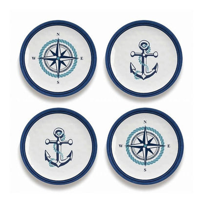 ノーティカルアンカー アペタイザープレートアソート (4枚セット) 17cm ターホン TarHong メラミン食器 17cm 割れにくい おしゃれ 食洗機対応 プレート お皿 ワンプレート 可愛い 4枚セット(代引不可)